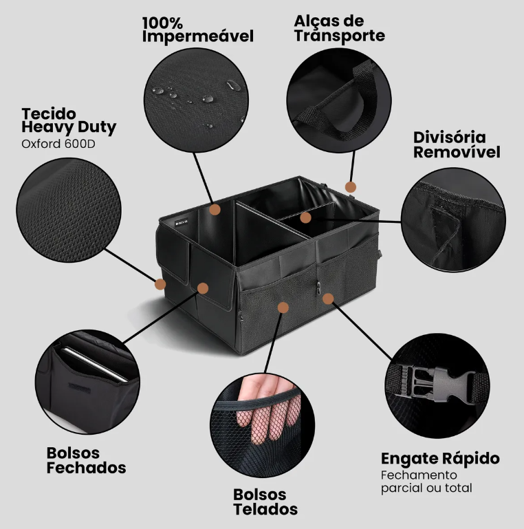 Organizador De Porta Malas Carro Multiuso Viagem Dobrável